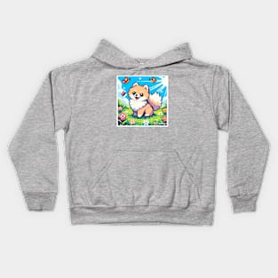 Pixel Pomeranian Art Kids Hoodie